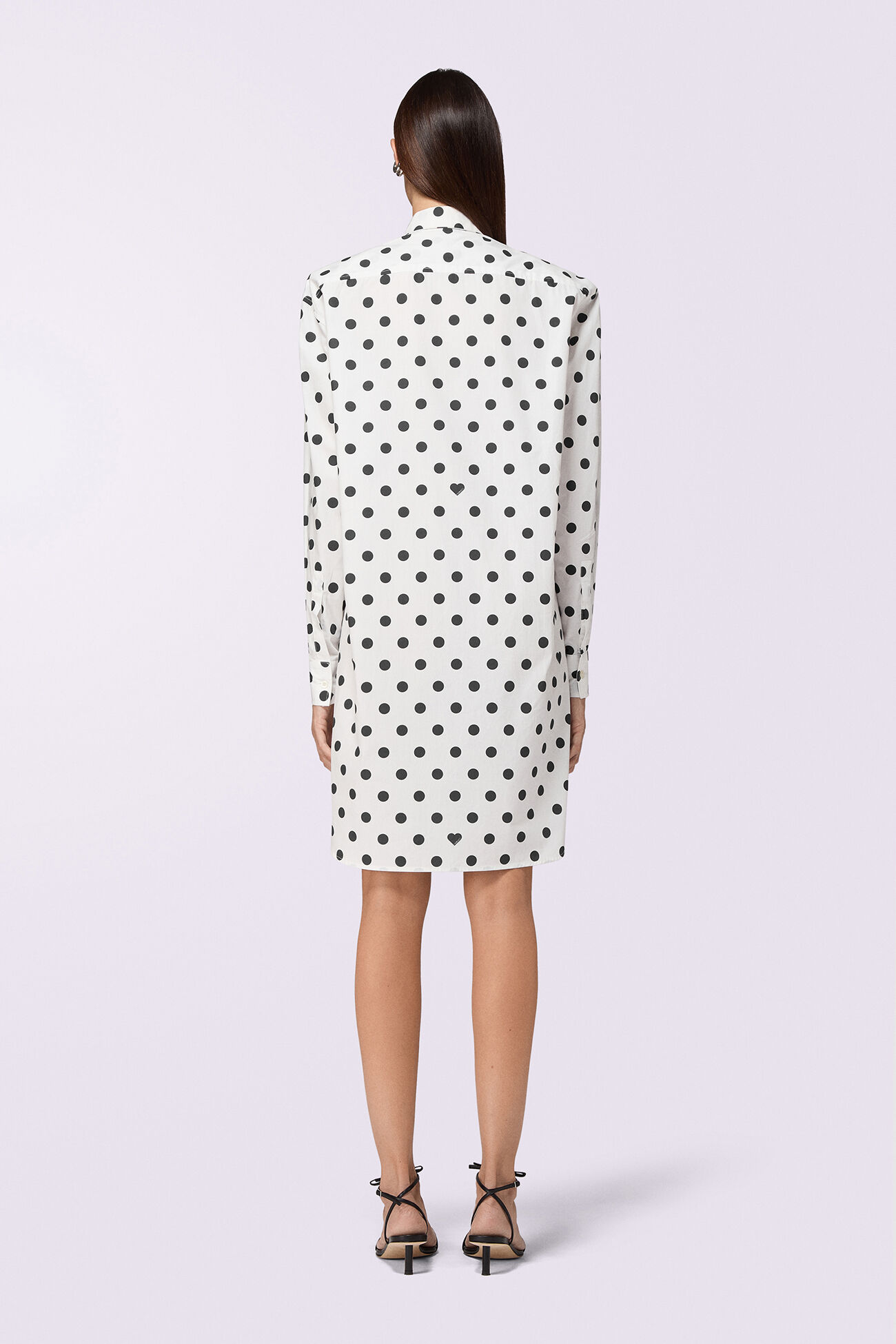 Polka Dot Midi Shirt Dress White